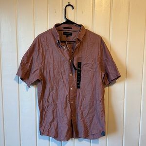Mens Banana Republic Short Sleeve Button Down Large Slim Fit Salmon.
